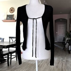 Forever 21 XS Lightweight Sweater Black Long Sleeves Ribbed